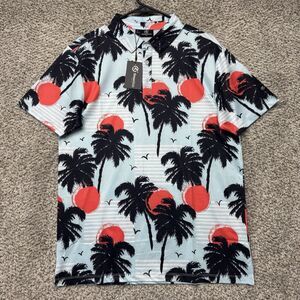 Greenside Golf Polo Shirt Men's Small Cali Sunset All Over Print Palm Trees New‎